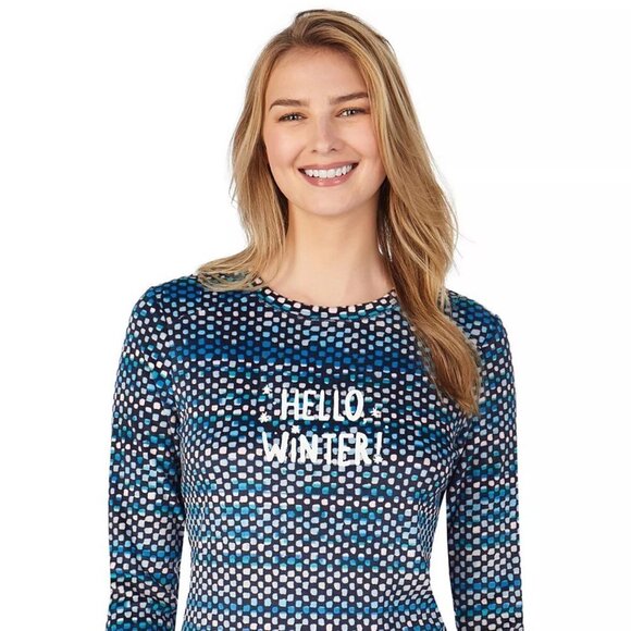 Cuddl Duds Womens Blue Winter Long Sleeve Pajamas Loungewear 2 Pc Set Sz S New - Picture 3 of 11